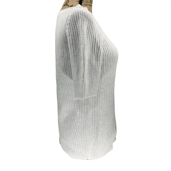 Talbots Factory Knit White 3/4 sleeve Top Size Small - Picture 2 of 6